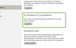 Windows 10 auf Windows 8 rückgängig machen